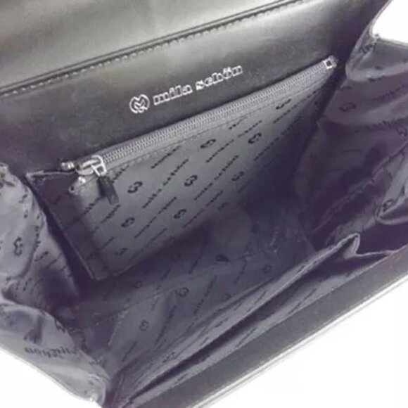 Mila Schon Handbag Logo Black Woman Authentic Used - Picture 5 of 6